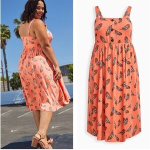 Torrid Cross Hatch Pinafore Midi Dress - Feather Coral 3